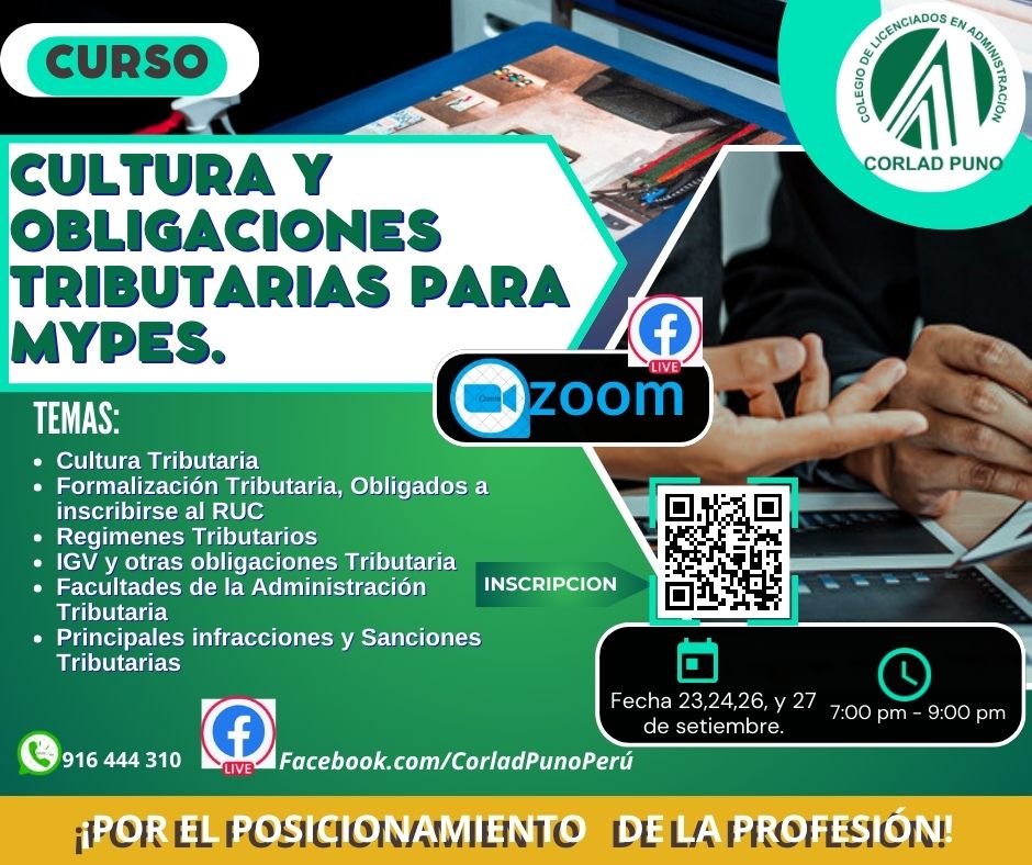 Curso: Cultura y Obligaciones TributariaS para Mypes.Curso: