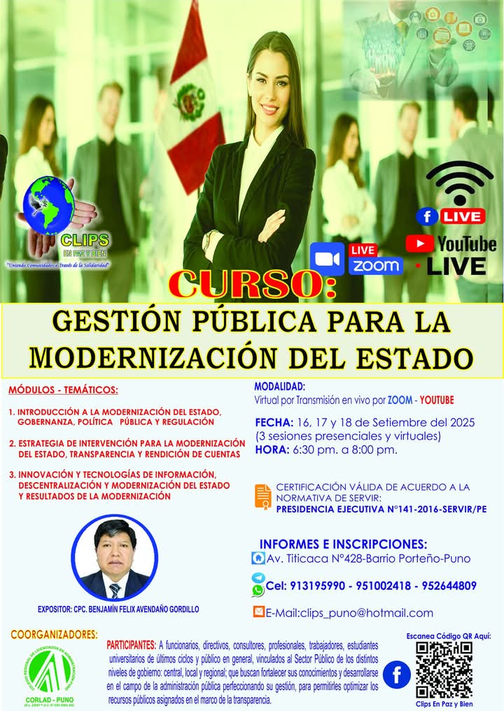 CURSO EN CONVENIO CON CLIPS PAZ Y BIEN